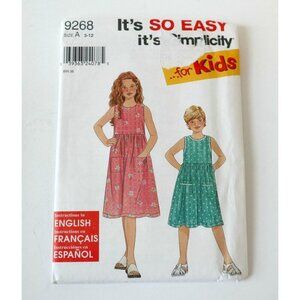 Vintage Sewing Pattern Simplicity 9268 Girl’s Summer Dress Uncut Size: A 3 4 5 6